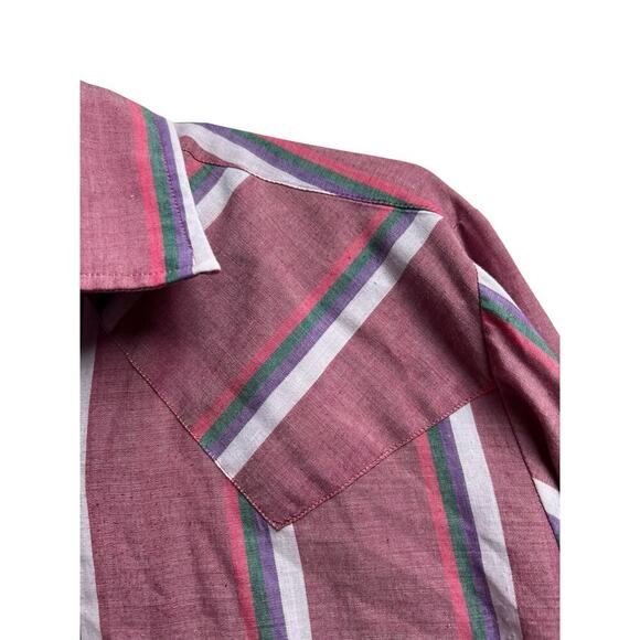 ELY PLAINS Men's Western Shirt Stripe Pearl Snap Button Up 15.5 34/35 - Picture 8 of 11